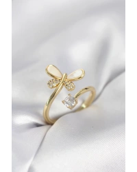 Gold Renk Yusufçuk Model Zirkon Taşlı Kadın Yüzük