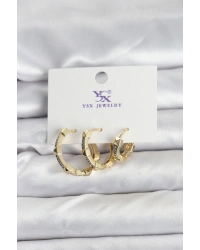 Gold Renk Zirkon Taşlı Kadın Küpe