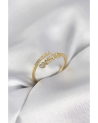 Gold Renk Zirkon Taşlı Minimal Kalp Model Kadın Yüzük