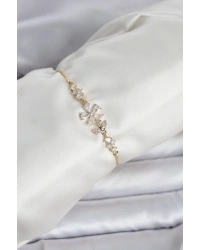 Gold Renk Zirkon Taşlı Papatya Model Asansörlü Kadın Bileklik