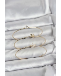 Gold Renk Zirkon Taşlı Pirinç 3lü Kadın Bileklik Kombini