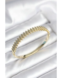 Gold Renk Zirkon Taşlı Pirinç Kadın Kelepçe