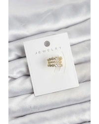 Gold Renk Zirkon Taşlı Pirinç Kıkırdak Earcuff Küpe