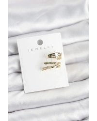 Gold Renk Zirkon Taşlı Pirinç Kıkırdak Küpe