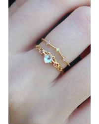 Gold Renk Zirkon Taşlı Taç Model Kadın Yüzük