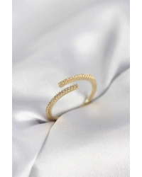 Gold Renk Zirkon Taşlı Yılan Tarz Kadın Yüzük