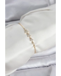 Gold Renk Zirkon Taşlı Yıldız Model Asansörlü Kadın Bileklik