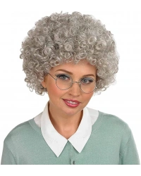 Gri Renk Kabarık Bonus Peruk Afro Takma Saç