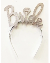 Gümüş Renk Bekarlığa Veda İtalik Yazı Alyanslı Bride Taç