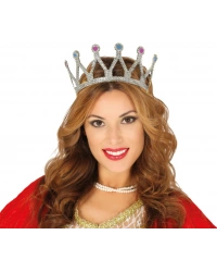 Gümüş Renk Çocuk ve Yetişkin Uyumlu Kraliçe Tacı Prenses Tacı 8X25 cm