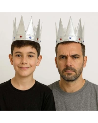 Gümüş Renk Eva Yumuşak Kral Kraliyet Tacı Yetişkin Çocuk Uyumlu 55c m