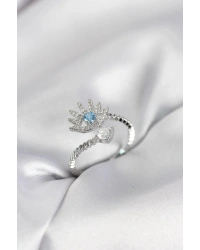 Gümüş Renk Göz Model Zirkon Taşlı Kadın Yüzük