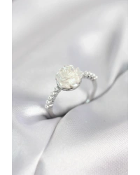 Gümüş Renk Gül Model İncili Kadın Yüzük