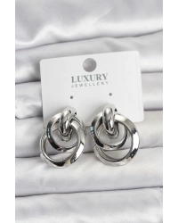 Gümüş Renk Halka Model Pirinç Kadın Küpe