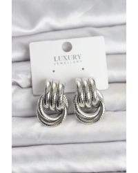 Gümüş Renk Halka Modelli Pirinç Kadın Küpe