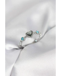 Gümüş Renk Hematit Taşlı Kadın Yüzük