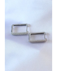 Gümüş Renk Kare Model Zirkon Taşlı Pirinç Kadın Küpe