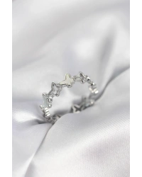 Gümüş Renk Kelebek Model Pirinç Kadın Yüzük