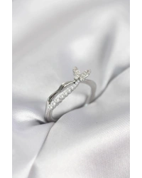 Gümüş Renk Kuyruklu Kelebek Model İncili Kadın Yüzük