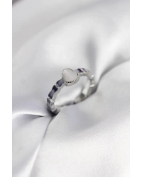 Gümüş Renk Mineli Su Kabağı Model Kadın Yüzük