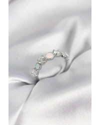 Gümüş Renk Minimal Plaka ve Zirkon Taşlı Kadın Yüzük