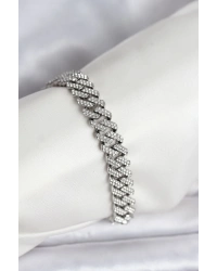 Gümüş Renk Pirinç Cuba Chain Gurmet Bileklik