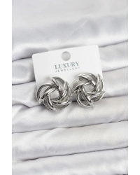 Gümüş Renk Pirinç Keskin Sarmal Model Kadın Küpe