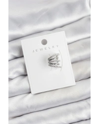 Gümüş Renk Pirinç Zirkon Taşlı Kıkırdak Earcuff Küpe