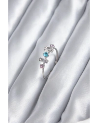 Gümüş Renk Renkli Zirkon Taşlı Kadın Yüzük