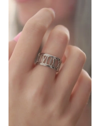 Gümüş Renk Roma Rakam Model Kadın Yüzük