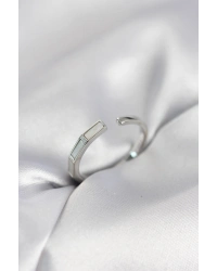 Gümüş Renk Sedefli Çubuk Model Kadın Yüzük