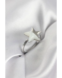 Gümüş Renk Sedefli Yıldız Model Kadın Yüzük