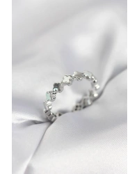 Gümüş Renk Sedefli Yonca Model Kadın Yüzük