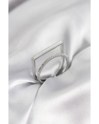 Gümüş Renk Sedefli Zirkon Taşlı 2li Kadın Yüzük