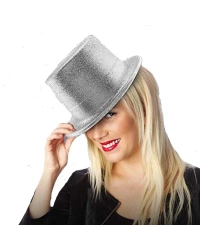 Gümüş Renk Uzun Plastik Simli Parti Şapkası