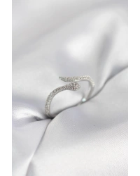 Gümüş Renk Yılan Model Zirkon Taşlı Kadın Yüzük