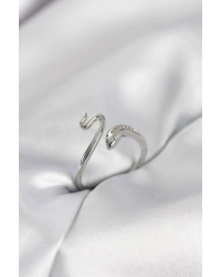 Gümüş Renk Yılan Model Zirkon Taşlı Kadın Yüzük