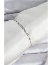 Gümüş Renk Zincir Model Zirkon Taşlı Pirinç Asansörlü Kadın Bileklik