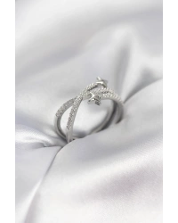 Gümüş Renk Zirkon Taşlı Halley Model Kadın Yüzük