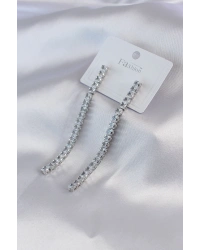 Gümüş Renk Zirkon Taşlı Kadın Küpe