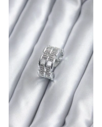 Gümüş Renk Zirkon Taşlı Kemer Model Kadın Yüzük