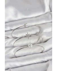 Gümüş Renk Zirkon Taşlı Kutup Yıldızı Model 3lü Kadın Bileklik Kombini