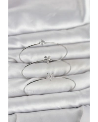 Gümüş Renk Zirkon Taşlı Pirinç 3lü Kadın Bileklik Kombini