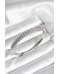 Gümüş Renk Zirkon Taşlı Pirinç Kadın Kelepçe