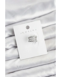 Gümüş Renk Zirkon Taşlı Pirinç Kıkırdak Earcuff Küpe