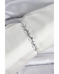 Gümüş Renk Zirkon Taşlı Sıralı Damla Model Asansörlü Kadın Bileklik