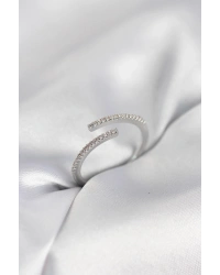 Gümüş Renk Zirkon Taşlı Yılan Tarz Kadın Yüzük