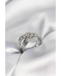 Gümüş Renk Zirkon Taşlı Zincir Model Kadın Yüzük