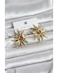 Güneş Model Gold Renk Pirinç Kadın Küpe