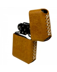 Handmade El Yapımı Hakiki Deri Zippo Modeli Çakmak - AG02001 - Camel